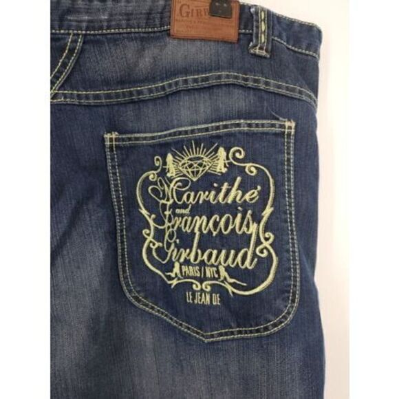 Y2K VTG Marithe Francois Girbaud Jeans Mens 44X33 Dark Wash Embroidered Hip Hop - Picture 4 of 7